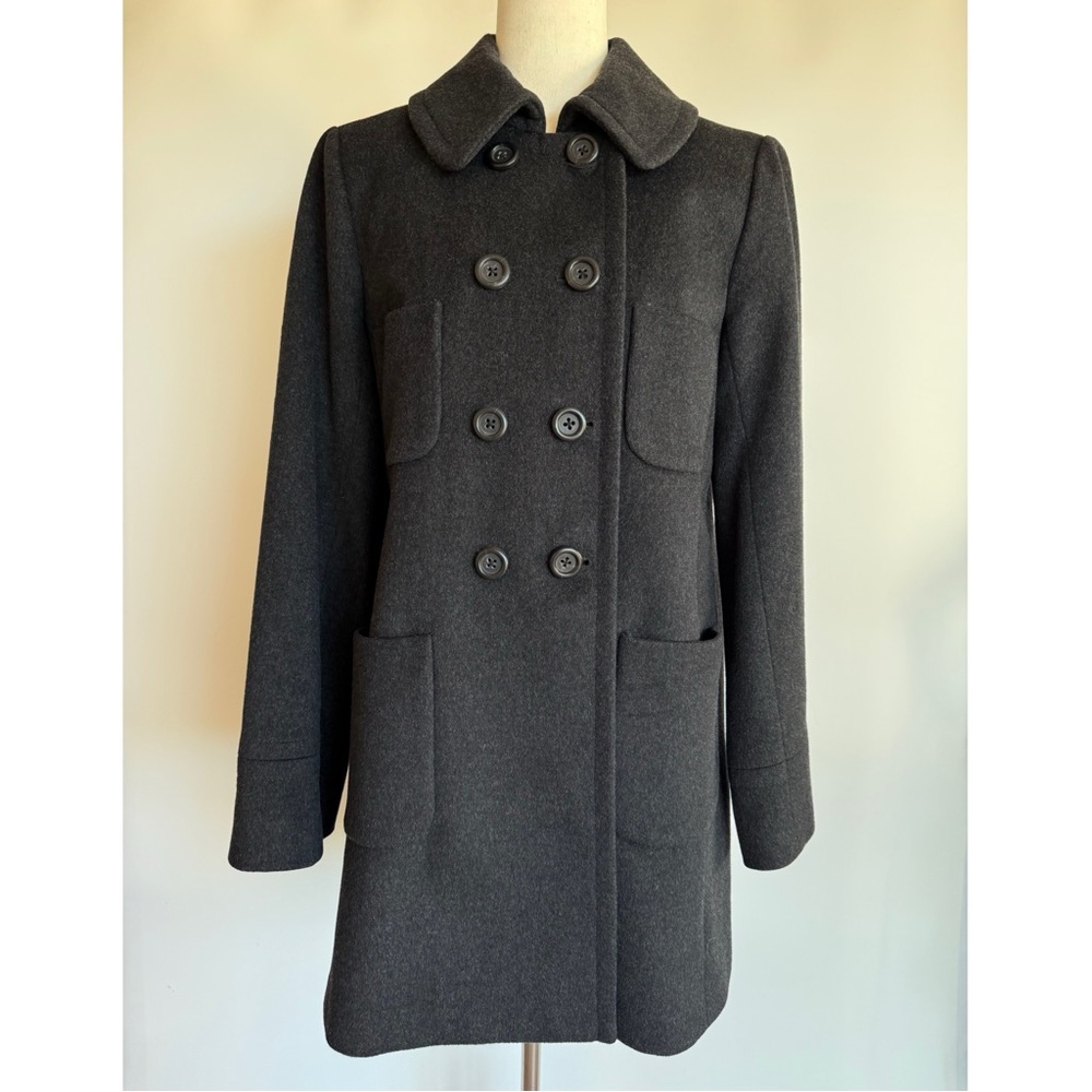 J Crew Pea Coat Double Breast Size 8 Lucinda Stadium 100%  Wool Pockets Casual